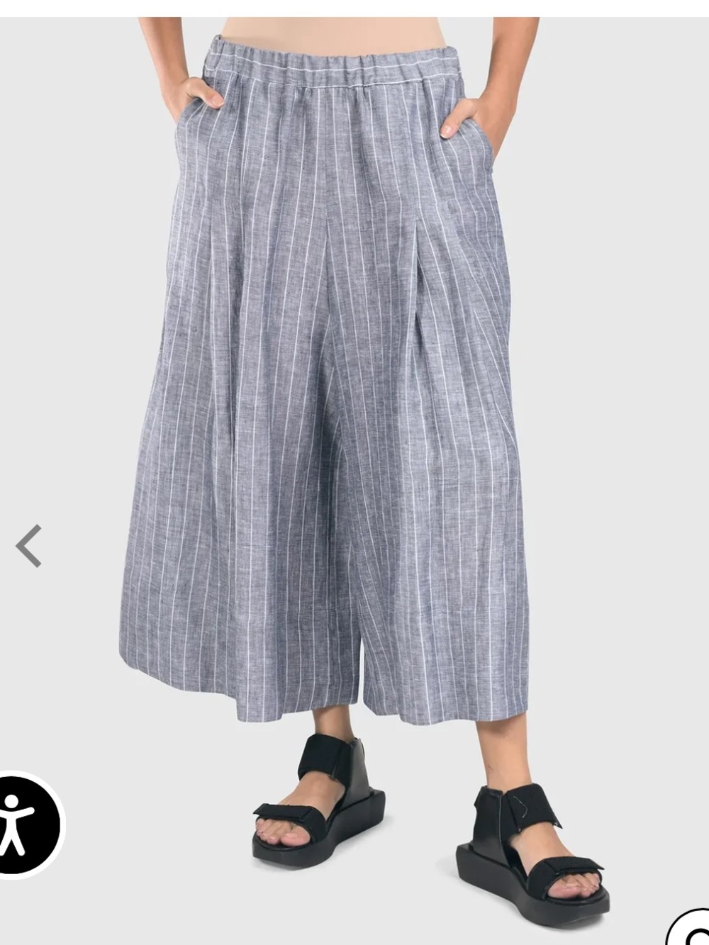 Alembika Linea Palazzo Crop Pants Linen Pinstripe Size 5 (US Size 14-16)
